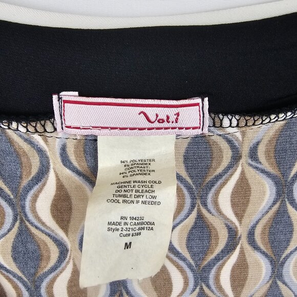 Geometric Light Academia Babydoll Retro Swirl Gold Black Brown Tunic Top Vol.1 M - Picture 8 of 10